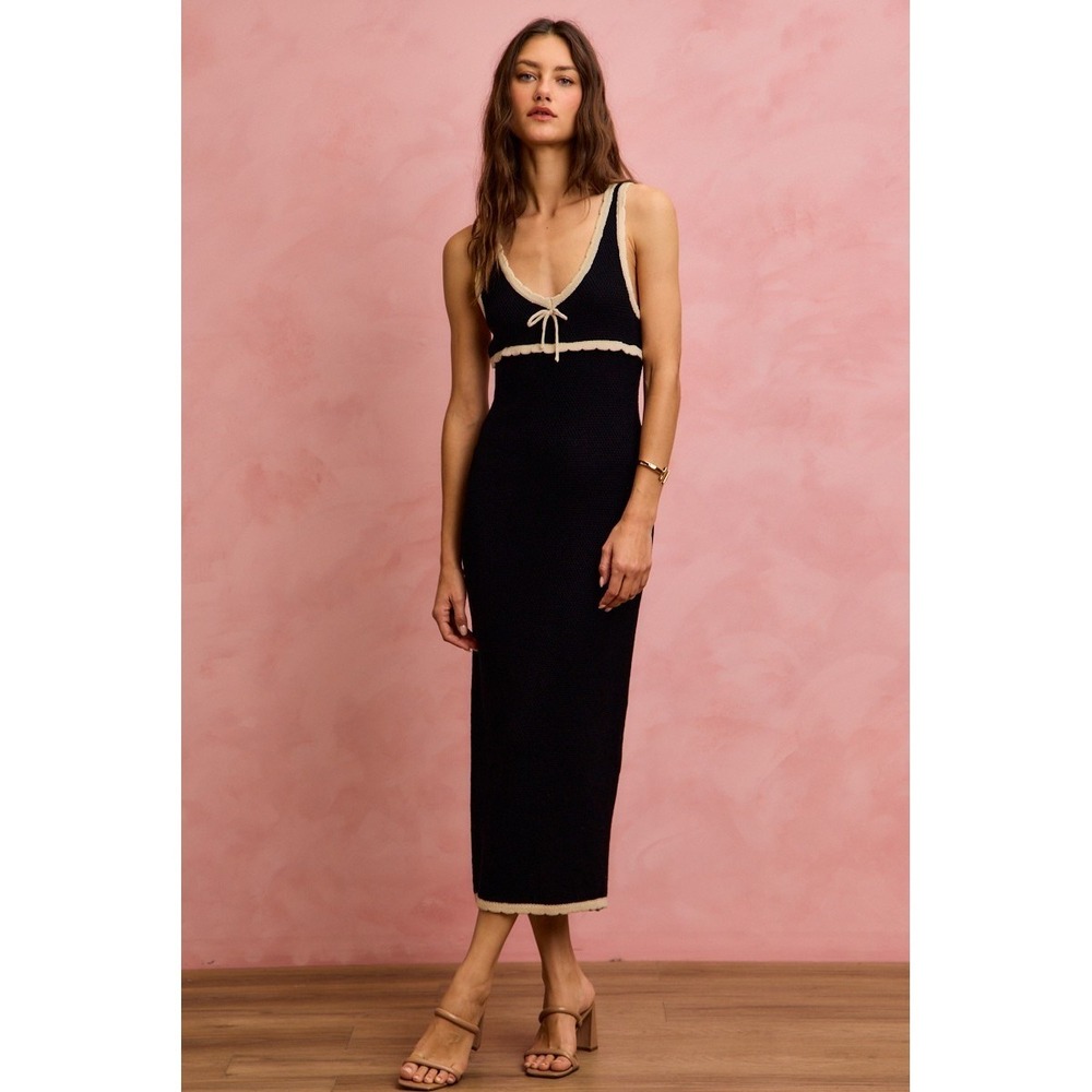 SO ME Knit Sweater Maxi Sleeveless Bodycon Resort Dress - Large